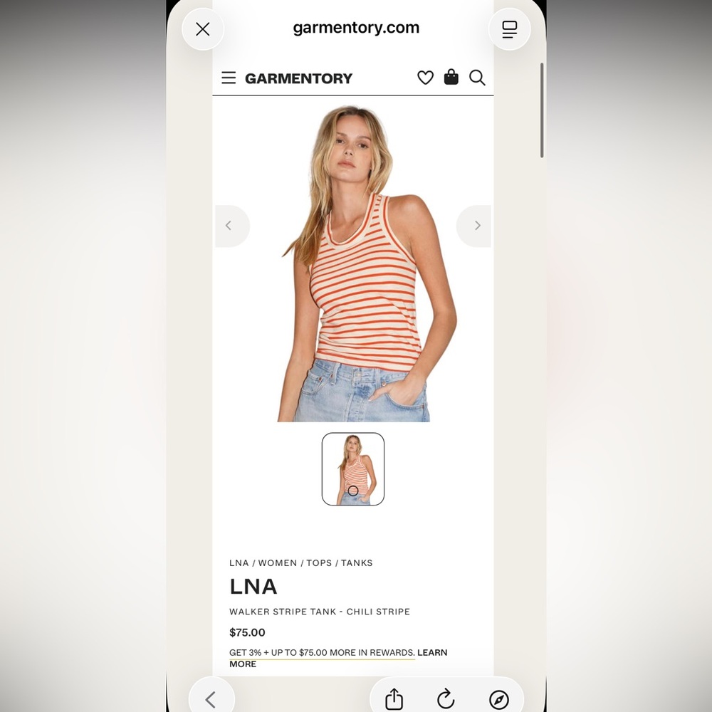 LNA Black & White Striped Ribbed Tank